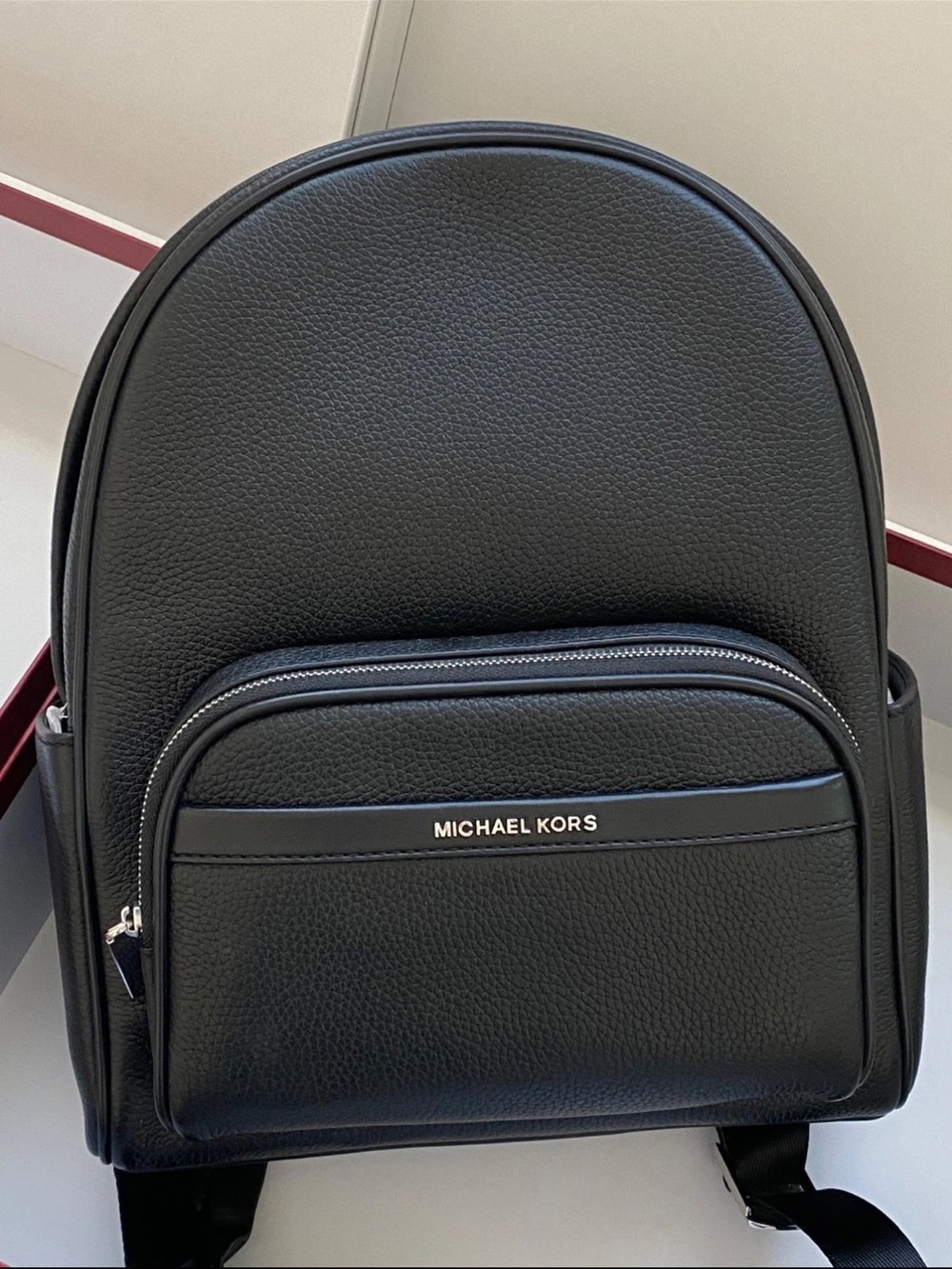 Michael Kors Black Pebbled Leather Mini Backpack with Front Zip